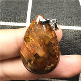Yellow Pietersite Pendant Necklace Crystal Water Drop Bead Silver Namibia Stone