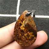 Yellow Pietersite Pendant Necklace Crystal Water Drop Bead Silver Namibia Stone