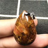 Yellow Pietersite Pendant Necklace Crystal Water Drop Bead Silver Namibia Stone