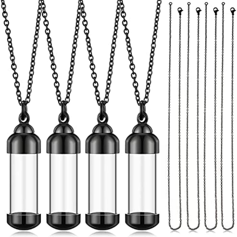 Container Vial Tube Keepsake Pendant With Chain Necklace