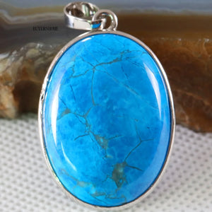 Oval Howlite Stone Bead Pendant Necklace for Women