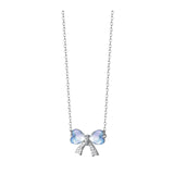 S925 Sterling Silver Love Bow Necklace Female Starry Sky Clavicle Chain