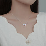 S925 Sterling Silver Love Bow Necklace Female Starry Sky Clavicle Chain