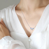 S925 Sterling Silver Love Bow Necklace Female Starry Sky Clavicle Chain
