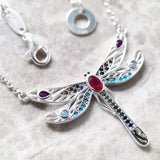 Dragonfly Link Chain Necklace 925 Sterling Silver Boho Gift For Women
