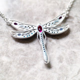 Dragonfly Link Chain Necklace 925 Sterling Silver Boho Gift For Women