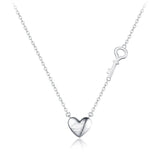 925 Silver Heart Pendant Chain For Women Wedding Jewelry Gift