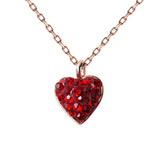 Red Heart Pendant Necklace CZ Women 925 Silver Chain Wedding Jewelry