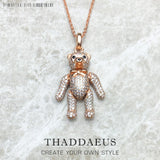 Rose Teddy Bear Necklace 925 Sterling Silver Gift For Women