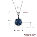 Classic Crystal Round Pendant Necklace 925 Silver Jewelry