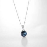 Classic Crystal Round Pendant Necklace 925 Silver Jewelry