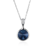 Classic Crystal Round Pendant Necklace 925 Silver Jewelry