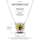 Sunflower Crystal Pendant Necklace Silver 925 Women Anniversary Wedding