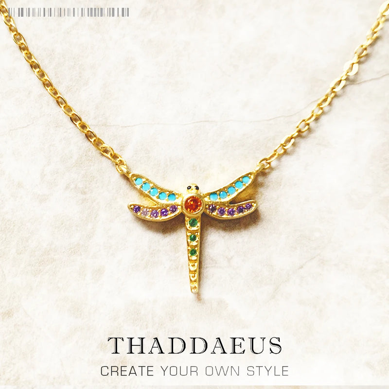Dragonfly Spring Link Chain Necklace 925 Sterling Silver Fine Jewelry