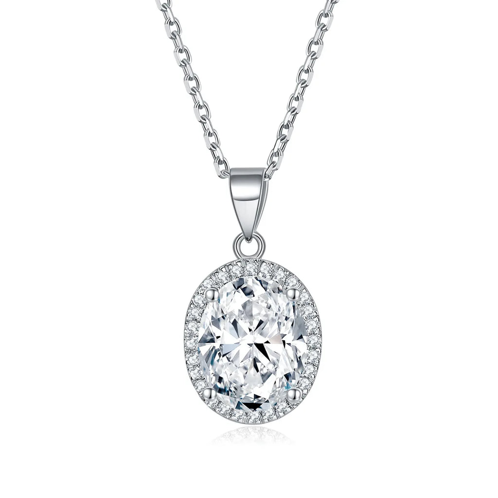 Sterling Silver Oval Birthstone Necklace for Women