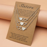 3 BFF Heart Pendant Necklaces Long Distance Friendship