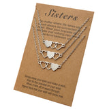 3 BFF Heart Pendant Necklaces Long Distance Friendship