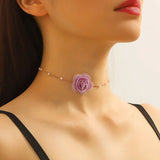 Flower Choker Pendant Chain Pearl Girls Jewelry CN040