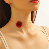 Flower Choker Pendant Chain Pearl Girls Jewelry CN040