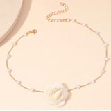 Flower Choker Pendant Chain Pearl Girls Jewelry CN040