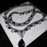 Silver Purple Zircon Necklace Tears of the Sea Banquet Long Necklaces