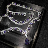 Silver Purple Zircon Necklace Tears of the Sea Banquet Long Necklaces