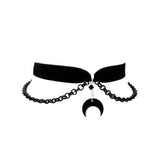 Velvet Clavicle Chain Moon Pendant Necklace for Girls