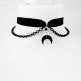 Velvet Clavicle Chain Moon Pendant Necklace for Girls