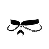 Velvet Clavicle Chain Moon Pendant Necklace for Girls