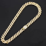 Hip Hop Cuban Chain Set Silver Iced Out Rhinestone Men Jewelry