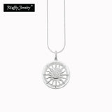 Sun Pendant Necklace 925 Sterling Silver High Zircon Stones Chain