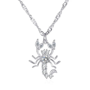 Scorpion Necklace Women Chain Zircon Pendant Jewelry Silver Gothic