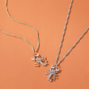 Scorpion Necklace Women Chain Zircon Pendant Jewelry Silver Gothic