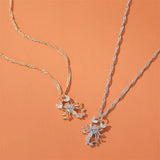 Scorpion Necklace Women Chain Zircon Pendant Jewelry Silver Gothic