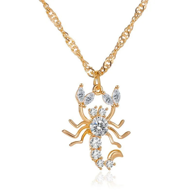 Scorpion Necklace Women Chain Zircon Pendant Jewelry Silver Gothic