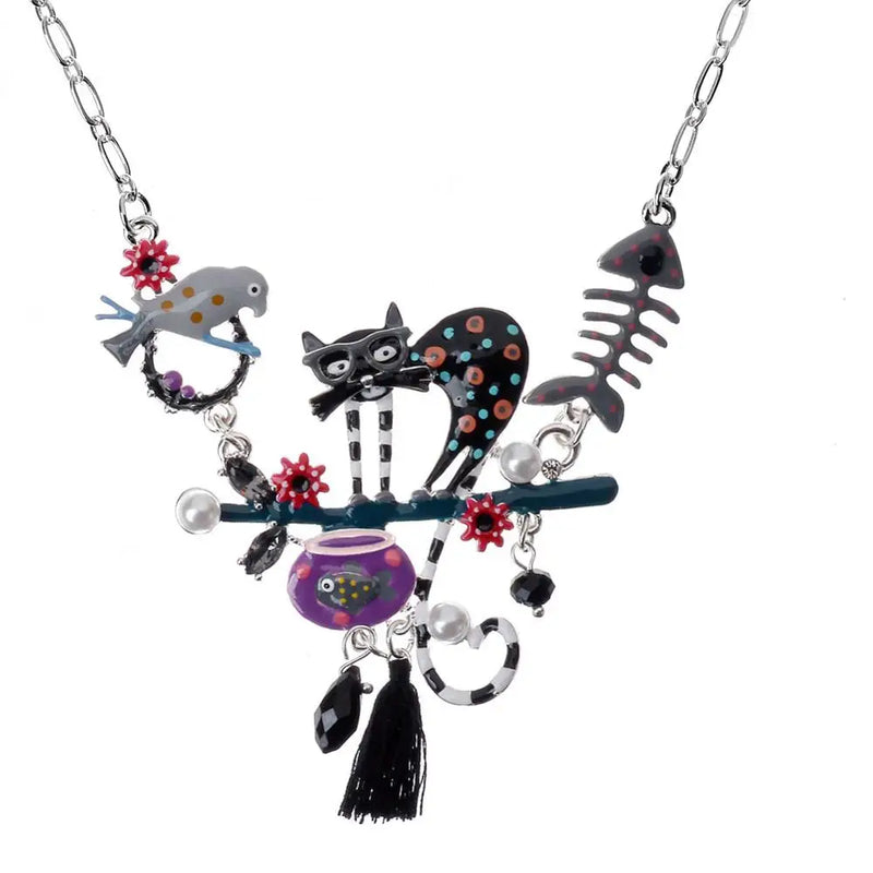 Enamel Metal Cat Bird Fish Necklaces & Pendants Choker Wedding Jewelry