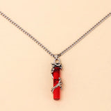 Punk National Style Red Crystal Dragon Totem Pendant Necklace