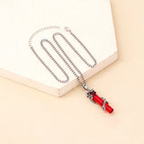 Punk National Style Red Crystal Dragon Totem Pendant Necklace
