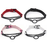European American Dark Punk Leather Ring Necklace Chain Clavicle Chain
