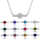 Zircon Birthstone Necklace S925 Sterling Silver Clavicle Chain