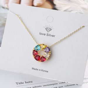 Colorful Diamond Short Clavicle Chain Necklace for Women