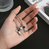 Couple Astronaut Pendant Necklace Magnet Heart Choker