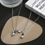 Couple Astronaut Pendant Necklace Magnet Heart Choker