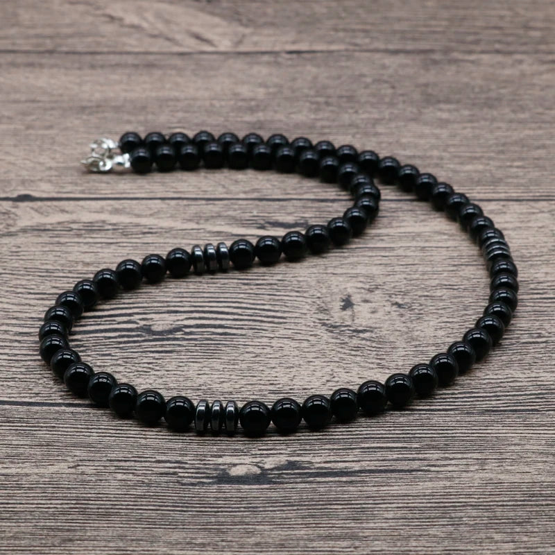 Teal Magnesite Turquoise & Red Coral Men's Beaded Necklace