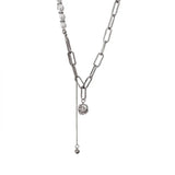 Artificial Pearls Chain Necklaces Female Silver Couples Long Ball Pendant