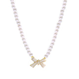 Bowknot Pendant Pearl Chain Necklace for Women, All Match Clavicle Chain