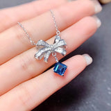 Bow Pendant Zircon Necklace 925 Stamp Jewelry Chain