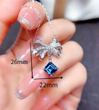 Bow Pendant Zircon Necklace 925 Stamp Jewelry Chain