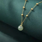 Women's Hetian Jade Pendant Choker Necklace