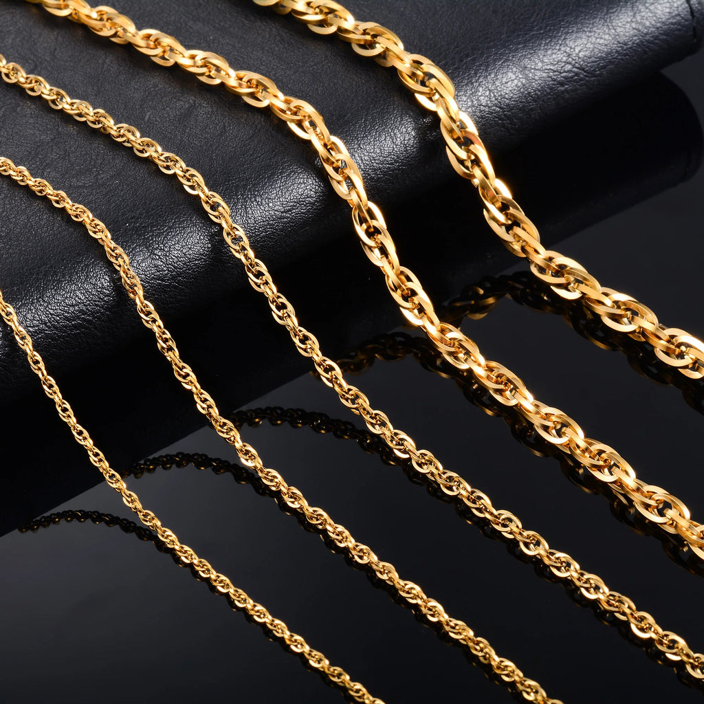 Punk Stainless Steel Twist Link Chain Necklace